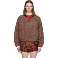 SHUSHU/TONG Brown Stand Neck Pullover Sweater 261901F097001