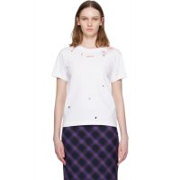 SHUSHU/TONG White Grommet Embroidered Floral T-shirt 261901F110001