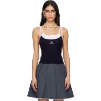 SHUSHU/TONG Navy Patchwork Knit Sling Camisole 261901F111001