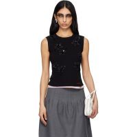 SHUSHU/TONG Black 3D Flower Tank Top 261901F111002