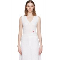 SHUSHU/TONG White Bow Detail V-Neck Knit Tank Top 261901F111011