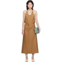 Baserange Tan Wild Silk Apron Midi Dress 261922F054009