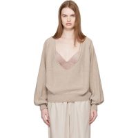 Baserange Beige Soar V Neck Sweater 261922F100001