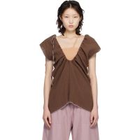 Baserange Brown Crinkle Linen Max Blouse 261922F110029