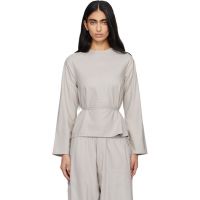 Baserange Taupe Long Sleeve Apron Top 261922F110030