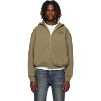 Rhude Khaki Classique Zip Up Hoodie 261923M202019
