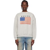 Rhude Gray USA Flag Sweatshirt 261923M204000