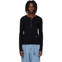Rhude Black Logo LS Henley 261923M213062