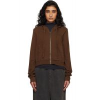 Entire Studios Brown Lightweight Cropped Zip Up Hoodie 261940F097011