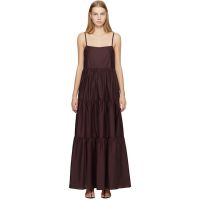 Matteau Burgundy Tiered Low Back Maxi Dress 261946F054003