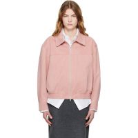 Dunst Pink Collared Faux-Suede Jacket 261965F063008