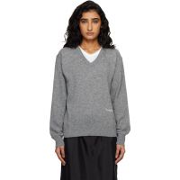 Dunst Gray Soft V-Neck Sweater 261965F100002