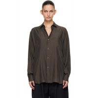 Ssstein Brown Cupro Twill Oversized LS Shirt 261996F109002
