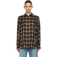 Ssstein Brown Check Oversized LS Shirt 261996F109005