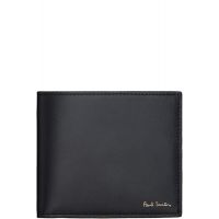 Paul Smith Black Leather Signature Stripe Interior Billfold & Coin Wallet 262260M164003