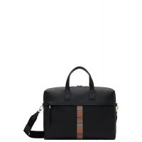 Paul Smith Black Leather Signature Stripe Trim Folio Briefcase 262260M167004