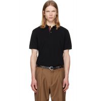 Paul Smith Black Cotton Artist Stripe Placket Polo Shirt 262260M212002