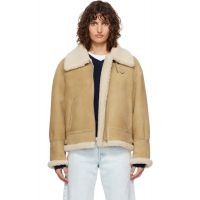 Nour Hammour Beige Portia Shearling Jacket 262306F062000