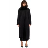 Nour Hammour Black Draped Shearling Birthday Coat 262306F062007
