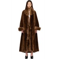 Nour Hammour Brown Sima Shearling Coat 262306F062009