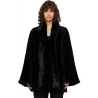 Nour Hammour Black Sima Midi Shearling Coat 262306F062012
