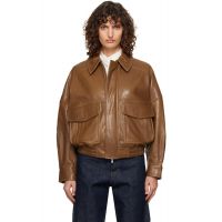Nour Hammour Brown Runa Soft Leather Bomber Jacket 262306F064013