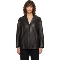 Nour Hammour Black Opus Relaxed Leather Blazer 262306F064014