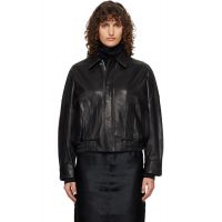 Nour Hammour Black Dalma Relaxed Leather Jacket 262306F064018