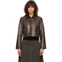 Nour Hammour Brown Bleeker Fitted Leather Jacket 262306F064020