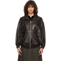 Nour Hammour Brown Beck Modern Leather Bomber 262306F064022