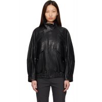 Nour Hammour Black Ariste Fluid Leather Jacket 262306F064024