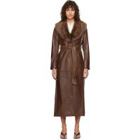 Nour Hammour Brown Dakota Glamorous Leather Coat 262306F064027