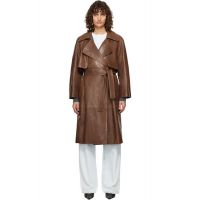 Nour Hammour Brown Cisley Leather Trench Coat 262306F064029