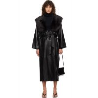 Nour Hammour Black Briona Leather Coat 262306F064030