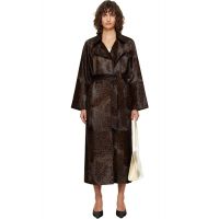 Nour Hammour Brown Althea Supple Ponyhair Coat 262306F064032