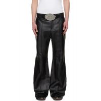 LUU DAN BRUCE LEE x L?U đ?N Black Bells Bell Bottom Leather Pants 262331M189001
