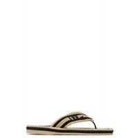 Beige & Black Chloe Sand Slides 262338F124002