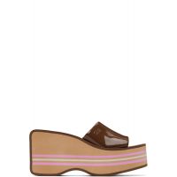 Chloe Brown Swimming Cool Wedge Mule Sandals 262338F125010