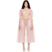 Simone Rocha Pink Puff Sleeve Cord Hip Midi Dress 262405F055010