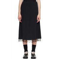 Simone Rocha Black Lace Trim Negligee Midi Skirt 262405F092001