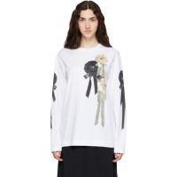 Simone Rocha White Ribbon Rosette Print Long Sleeve T-shirt 262405F110003
