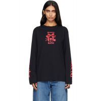 Simone Rocha Black Coming Up Roses Print Long Sleeve T-shirt 262405F110004