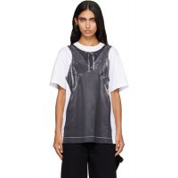 Simone Rocha White & Black Patchwork Satin Trompe LOeil Print T-shirt 262405F110009