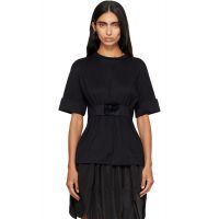 Simone Rocha Black Gathered Rose Wire Sleeve Boy T-shirt 262405F110017