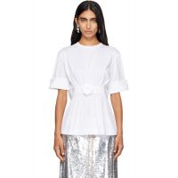 Simone Rocha White Gathered Rose Wire Sleeve Boy T-shirt 262405F110018