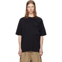 Simone Rocha Black Ruffle Rosette Boxy T-shirt 262405M213006
