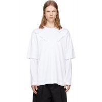 Simone Rocha White Ruffle Slash Layered Long Sleeve T-shirt 262405M213007
