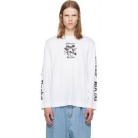 Simone Rocha White Coming Up Roses Print Long Sleeve T-shirt 262405M213010