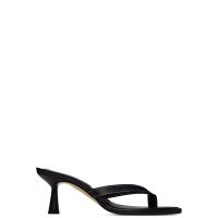 Aeyde Black Daphne Leather Thong Heeled Sandals 262454F125005