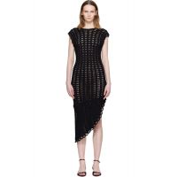 Loulou de Saison Black Malena Ruffled Crochet Midi Dress 262473F054000